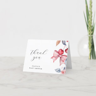 Cartão De Agradecimento Cherry no Chá de fraldas de coquete do Arco Rosa S