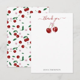 Cartão De Agradecimento Cherry On Top Modern Chá de fraldas Rosa Arco