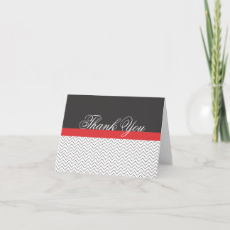 Cartão De Agradecimento Chevron Preto Vermelho Branco Obrigado Cartas De N
