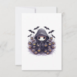 Cartão De Agradecimento Chibi Grim Reaper Halloween - Adorable Dark Fantas