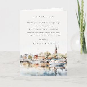 Cartão De Agradecimento Chic Annapolis Maryland Watercolor Wedding