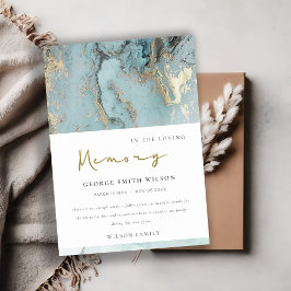 CARTÃO DE AGRADECIMENTO CHIC AQUA DUSKY BLUE DOURADO AGATE SYMPATHY MEMORI