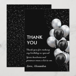 Cartão De Agradecimento Chic Black Grey Balloon 