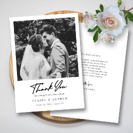 Cartão De Agradecimento Chic Black Hand Lettered Signature Wedding Photo