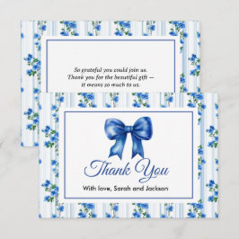 Cartão De Agradecimento Chic Boho Blue Wildflower Boy floral Baby Shower 