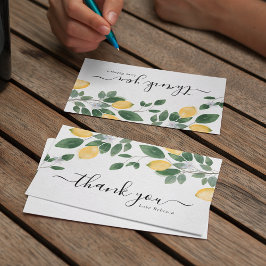 Cartão De Agradecimento Chic Boho Limão & Aquarela Verdejante