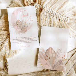 Cartão De Agradecimento Chic boho rústico pampas floral lua noivado