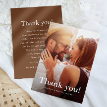 Chic Brown Weding Foto Obrigado Mensagem