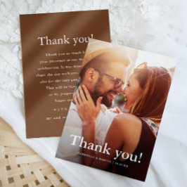 Cartão De Agradecimento Chic Brown Weding Foto Obrigado Mensagem