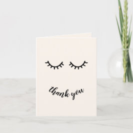 Cartão De Agradecimento Chic Cream Stone Black Eyelashes Obrigado