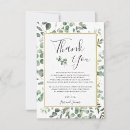 Cartão De Agradecimento Chic Eucalyptus Greenery Casamento Dourado de Retâ
