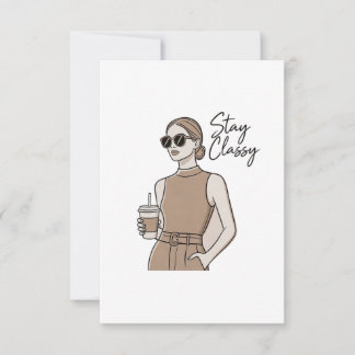 Cartão De Agradecimento Chic Fashion Girl Stay Classy  Aesthetic Minimal 