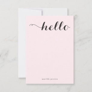Cartão De Agradecimento Chic Flat Note Name Hello Na moda Pink Black Girly