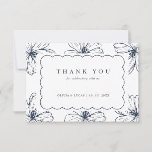 Cartão De Agradecimento Chic Floral Art Border Modern Wedding