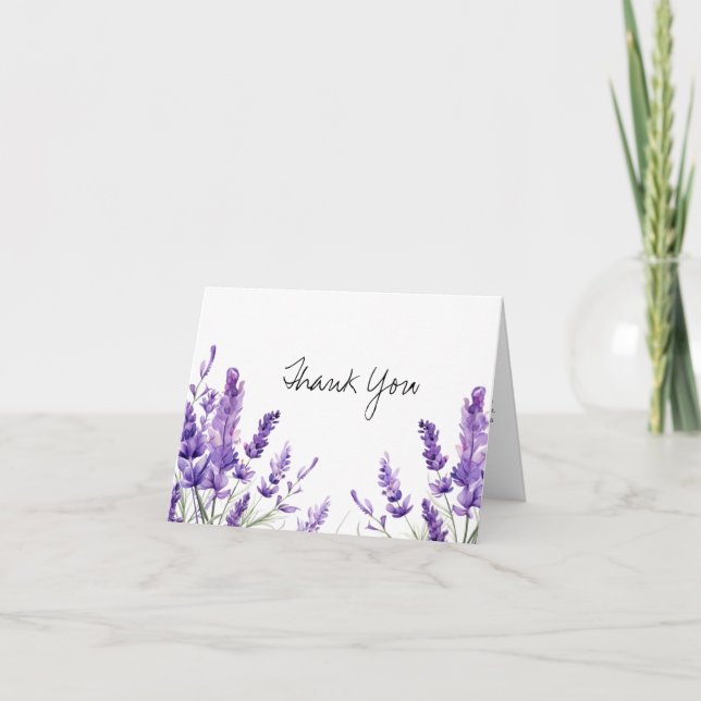 Cartão De Agradecimento Chic Floral Rústico Chá de Bebê de Lavanda (Frente)