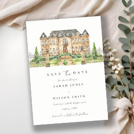 Cartão De Agradecimento Chic Garden Chateau Watercolor Salvar A Placa De D