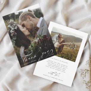 Cartão De Agradecimento Chic Hand - Letra 2 Foto Casamento