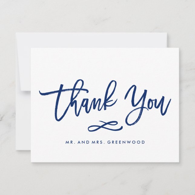 Cartão De Agradecimento Chic Hand Lettered Weding Obrigado Flat Card (Frente)