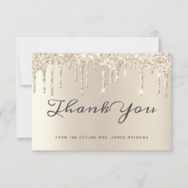 Cartão De Agradecimento Chic Ivory Brilho Pingando Casamento Obrigado