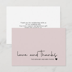 Cartão De Agradecimento Chic Love and Obrigados Script Casual Blush Pink