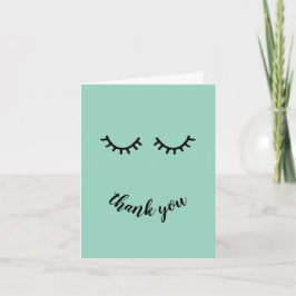Cartão De Agradecimento Chic Mint Black Eyelashes Obrigado