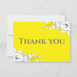 Cartão De Agradecimento Chic Modern Bright Amarelo Branco Floral