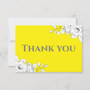 Cartão De Agradecimento Chic Modern Bright Amarelo Branco Floral