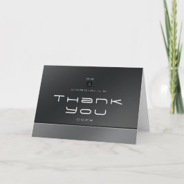 Cartão De Agradecimento Chic Modern Business Black Silver