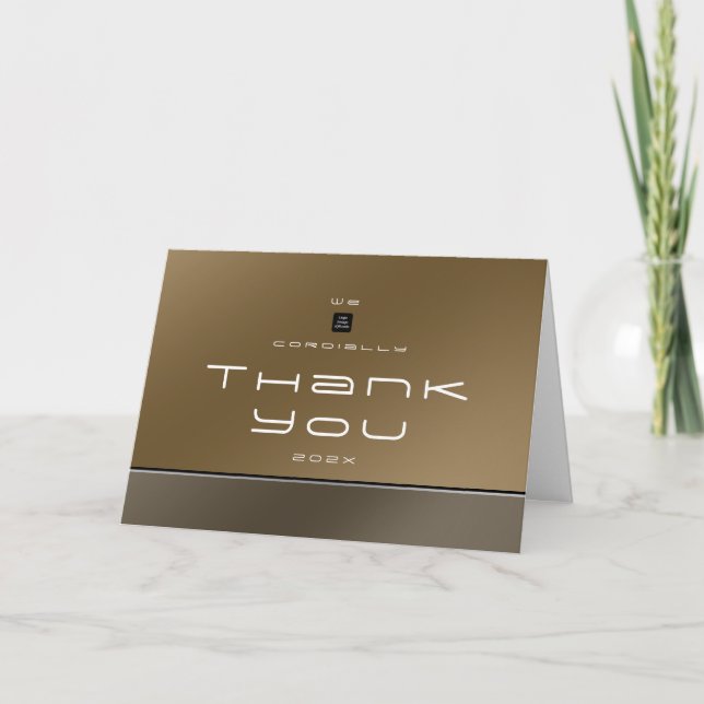 Cartão De Agradecimento Chic Modern Business Brown (Frente)