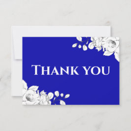 Cartão De Agradecimento Chic Modern Royal Blue White Floral