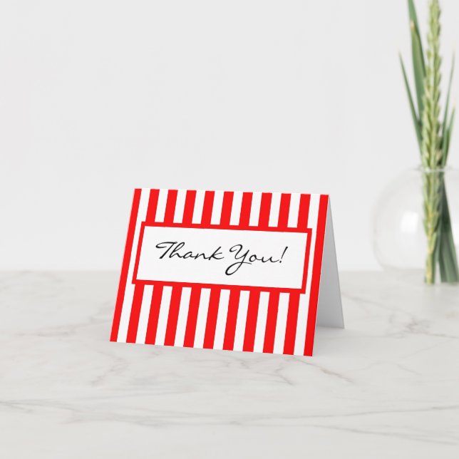 CARTÃO DE AGRADECIMENTO CHIC OBRIGADO NOTE_01 STRIPES VERMELHO/BRANCO (Frente)