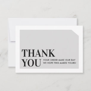 Cartão De Agradecimento CHIC ORDER INSERIR obrigado comercial você cinza p