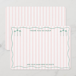 Cartão De Agradecimento Chic Palm Springs Rosa Chuveiro de Noiva Verde