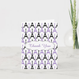 Cartão De Agradecimento Chic Purple Paris Eiffel Tower Party Obrigado