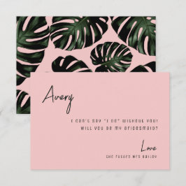 Cartão De Agradecimento Chic Rosa Tropical Beach Bridesmaid - Placa de Pro