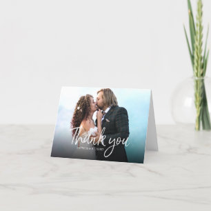 Cartão De Agradecimento Chic Script Simples Elegante Casamento Obrigado Fo
