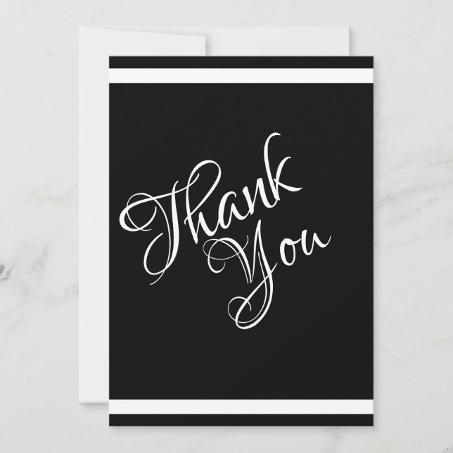 Cartão De Agradecimento Chic sofisticado, preto e branco (Frente)