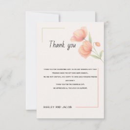 Cartão De Agradecimento Chic Soft Sage Verde e Pêssego Floral Casamento Do