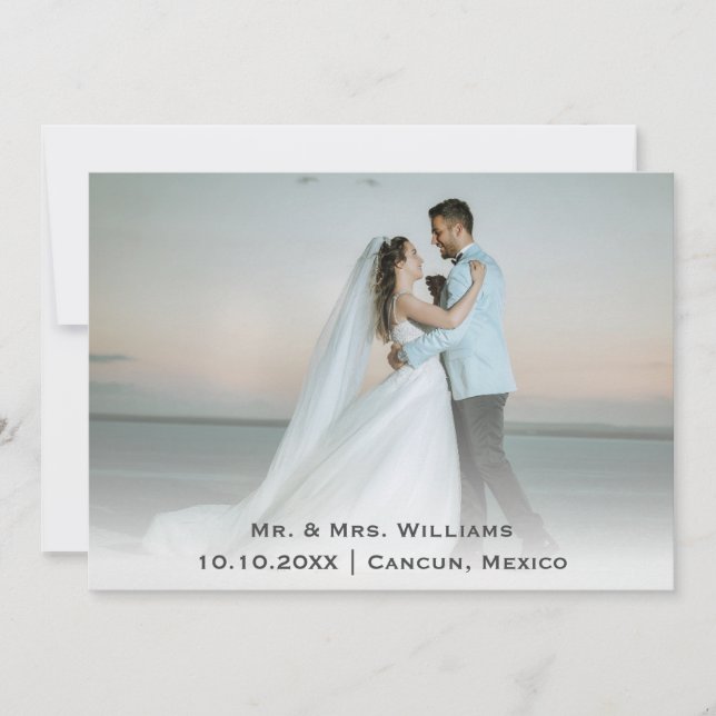 Cartão De Agradecimento Chic Trendy Classic Wedding Foto Bride E Groom (Frente)