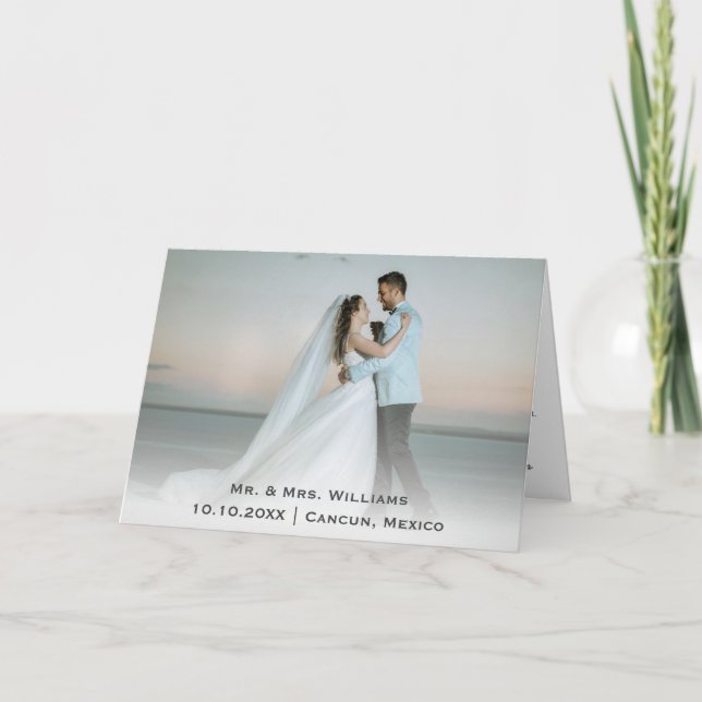 Cartão De Agradecimento Chic Trendy Classic Wedding Foto Bride E Groom (Frente)