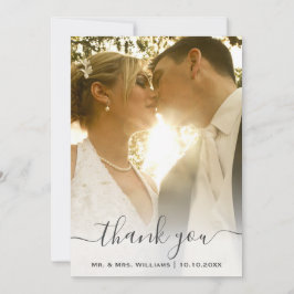 Cartão De Agradecimento Chic Trendy Clássica Noiva E Foto De Casamento De