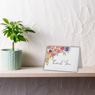 Cartão De Agradecimento Chic Tulips e Chá de panela Greenery Obrigado