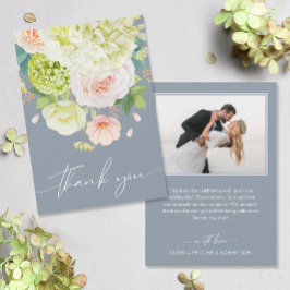 Cartão De Agradecimento Chic Watercolor Florals Foto de Casamento