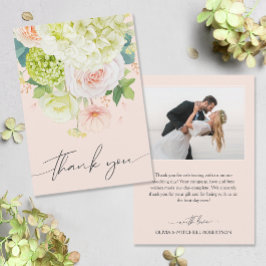 Cartão De Agradecimento Chic Watercolor Florals Foto de Casamento