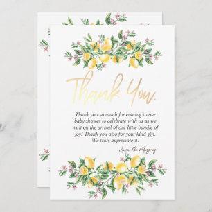 Cartão De Agradecimento Chic Watercolor Lemons Flores Botânicas