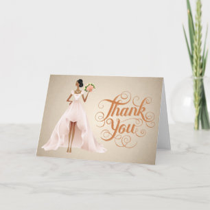 Cartão De Agradecimento Chic Wedding Thank You Card with African American