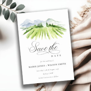 Cartão De Agradecimento Chic Winery Vineyard Mountain Save The Date Card