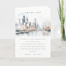 Cartão De Agradecimento Chicago, Casamento por Aquarela em Illinois