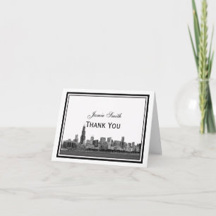 Cartão De Agradecimento Chicago Skyline Etched Framed H Thank You