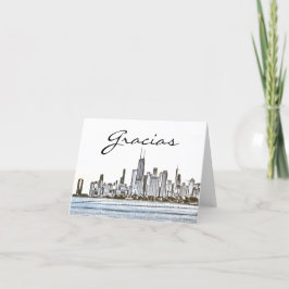 Cartão De Agradecimento Chicago Skyline Gracias
